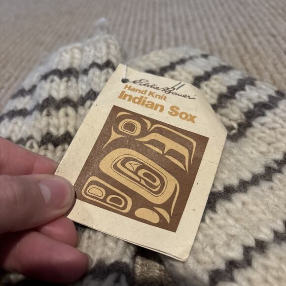 Vintage Eddie Bauer Hand Knit Indian Sox Wool NWT - Picture 4 of 9